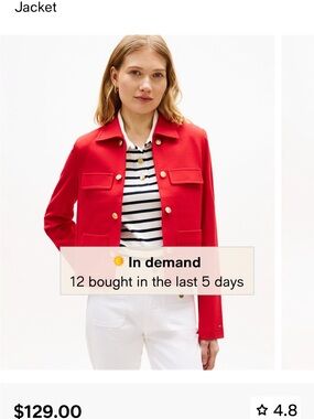 NWOT-Tommy Hilfiger Red Button-Front Blazer Jacket-Still $130 in stores.